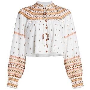 NEW Veronica Beard Fernanda Embroidered Cropped Jacket Off-White